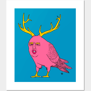 Flying Donald Trump Pigeon Elk Posters and Art